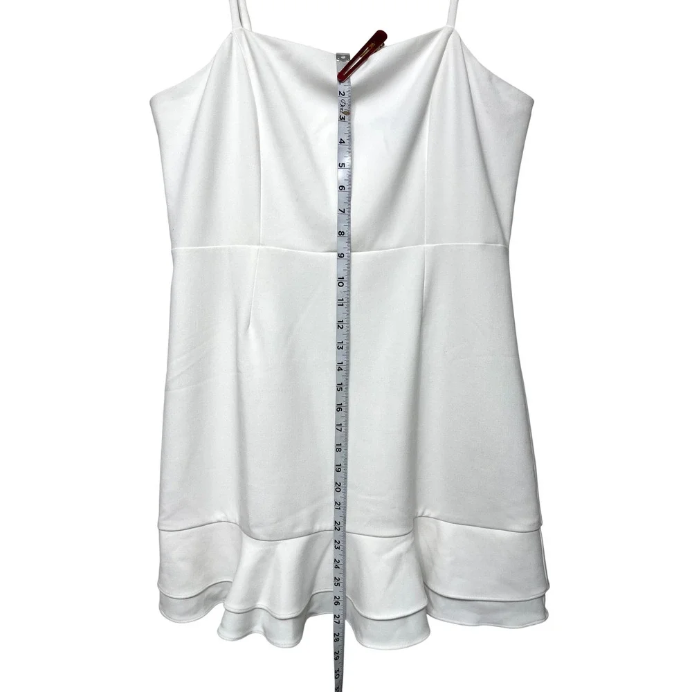 French Connection Whisper Ruffle Mini Dress White Square Neck Size 10
